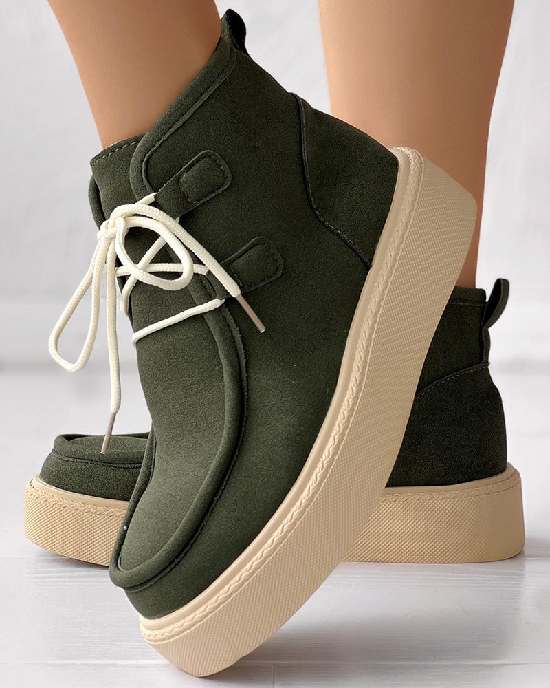 Lace-up Platform Ankle Boots