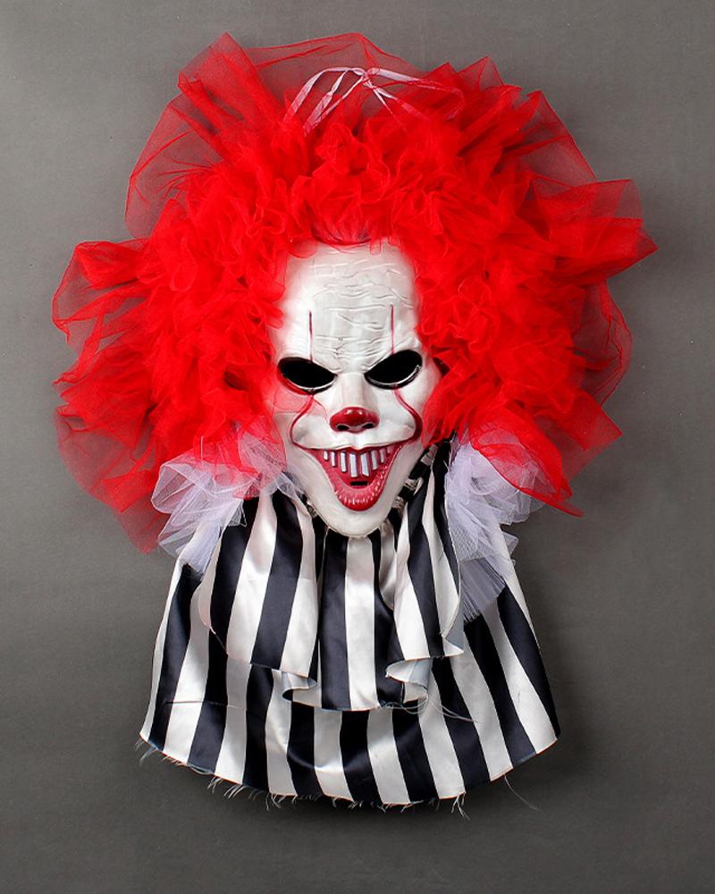 

Halloween Red Haired Horror Clown Wreath Door Wall Pendant Hanging Ornaments Party Indoor Outdoor Decor