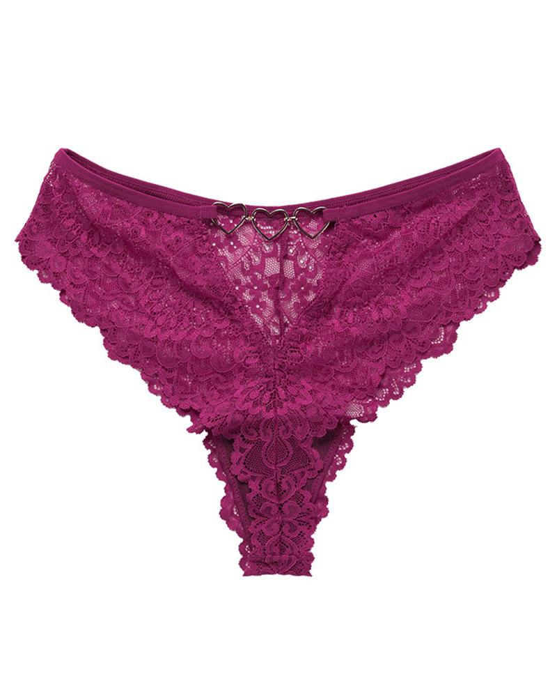 Heart Pattern Crochet Lace Panty