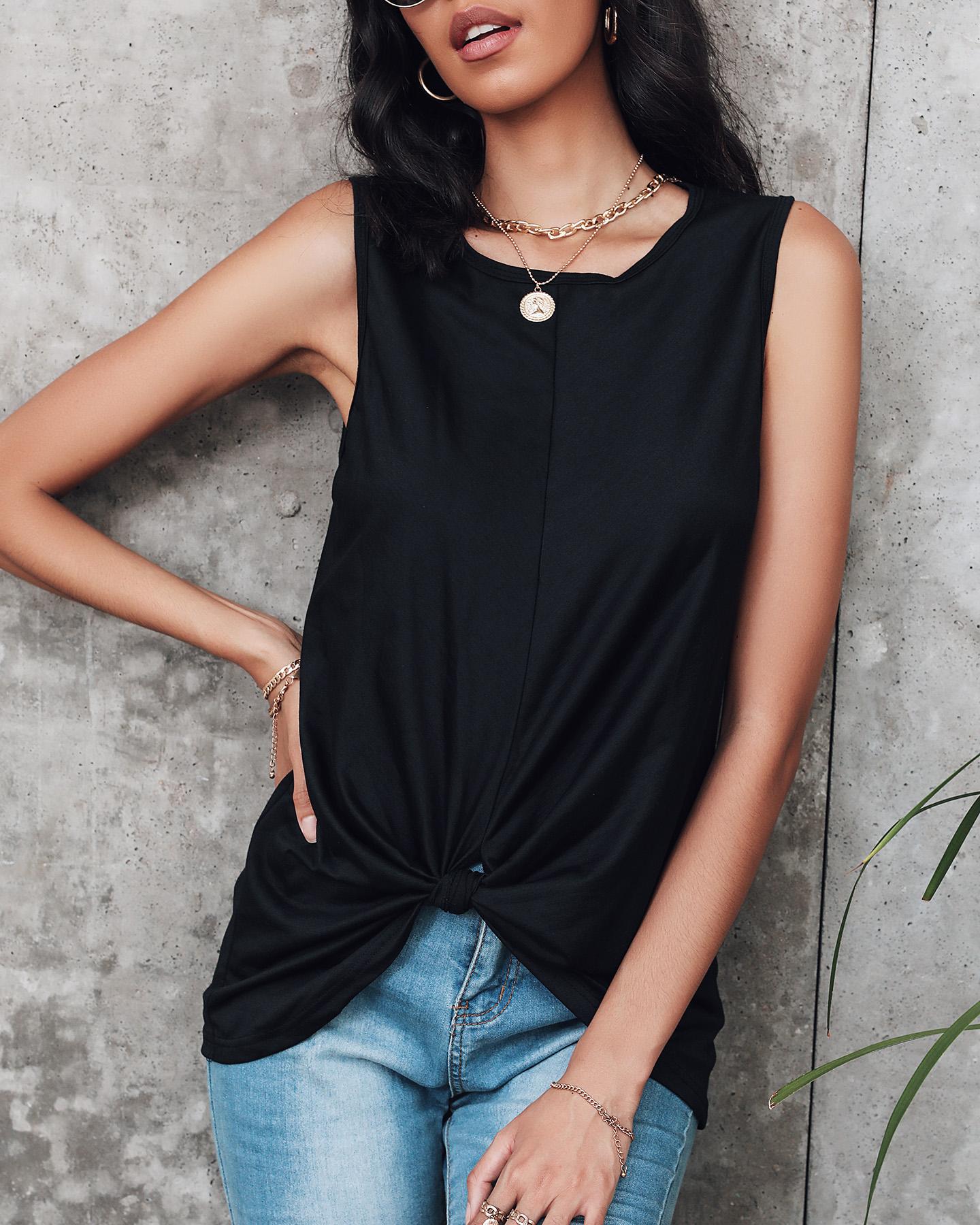 

Twisted Ruched Sleeveless Top, Black