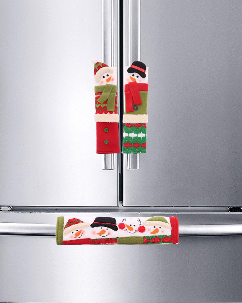 

Refrigerator Handle Covers Christmas Decorations Kitchen Appliance Oven Door Handle Xmas Decor Ornaments, Red