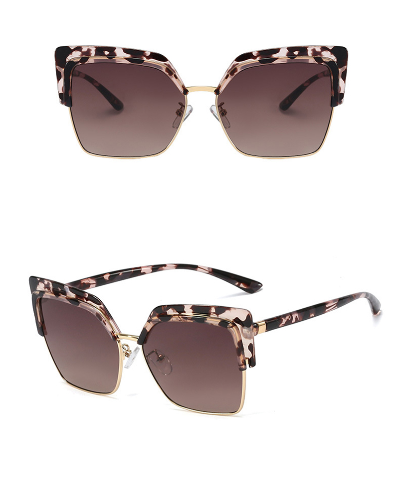 

1Pair Half Rimless Tinted Lens Sunglasses, Leopard