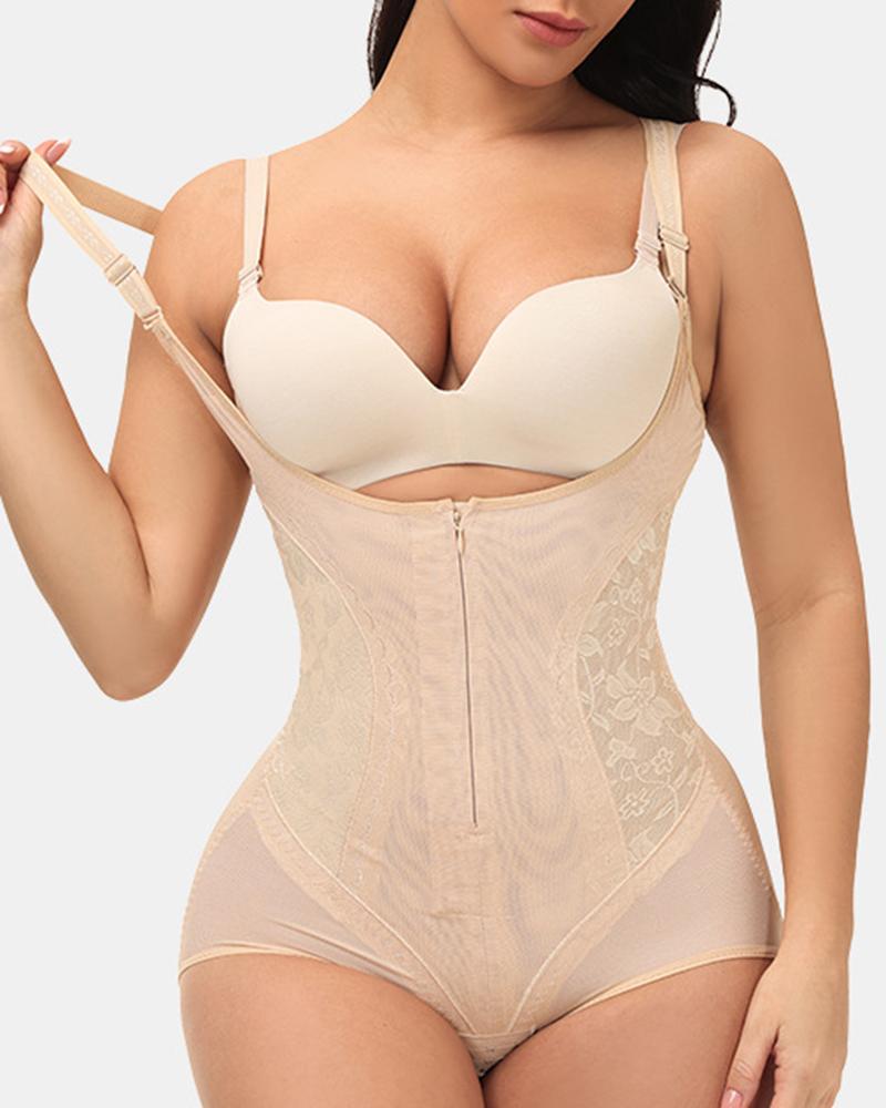 

Tummy Control Butt Lifting Hook Front Shapewear Bodysuit, Nude