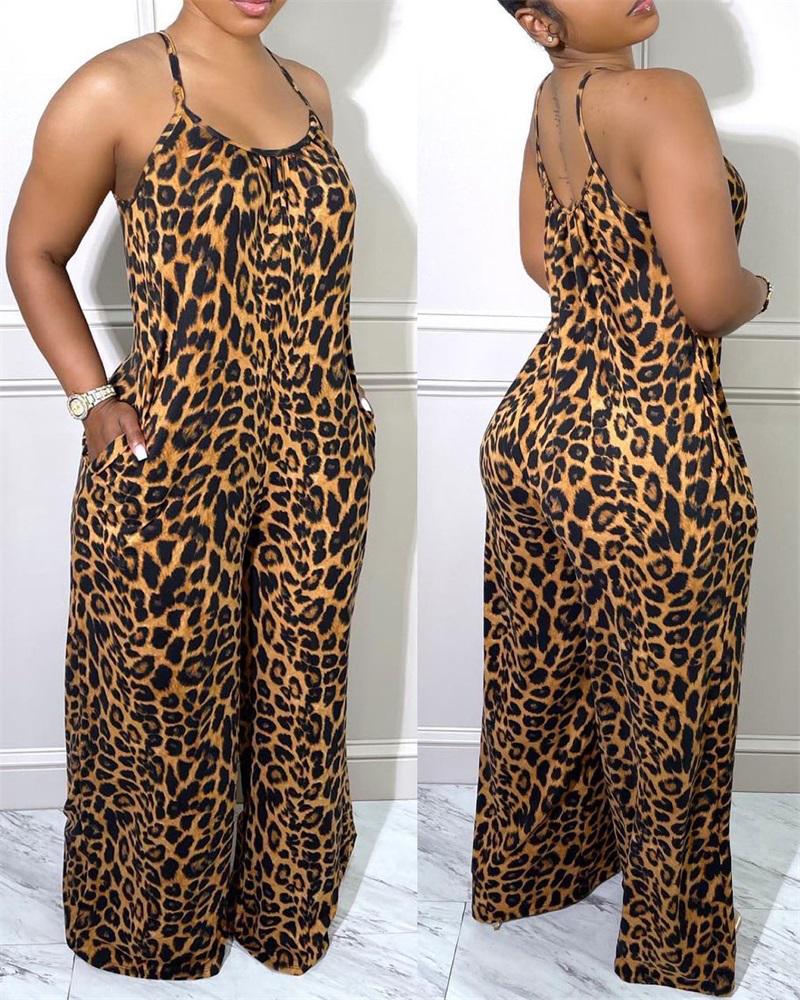 

Leopard Print Spaghetti Strap Jumpsuit