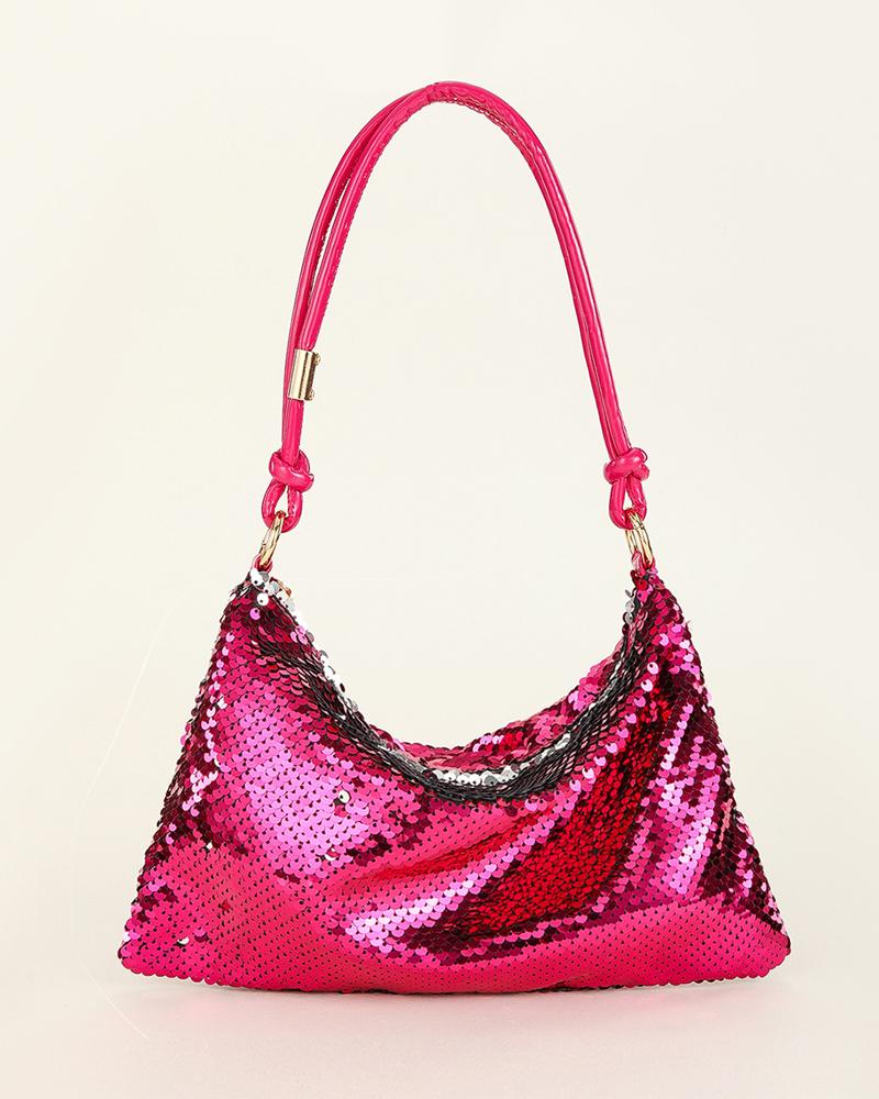 

Allover Sequin Evening Bag, Hot pink