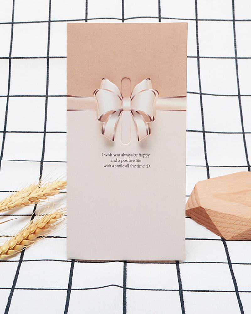 

1PCS 3D Bowknot Decor Greeting Card, Khaki