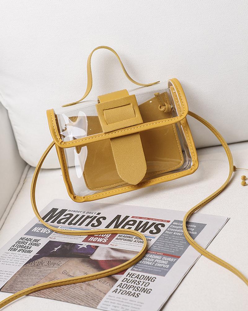 

Buckle Lock Clear Shoulder Bag With Handle, Yellow