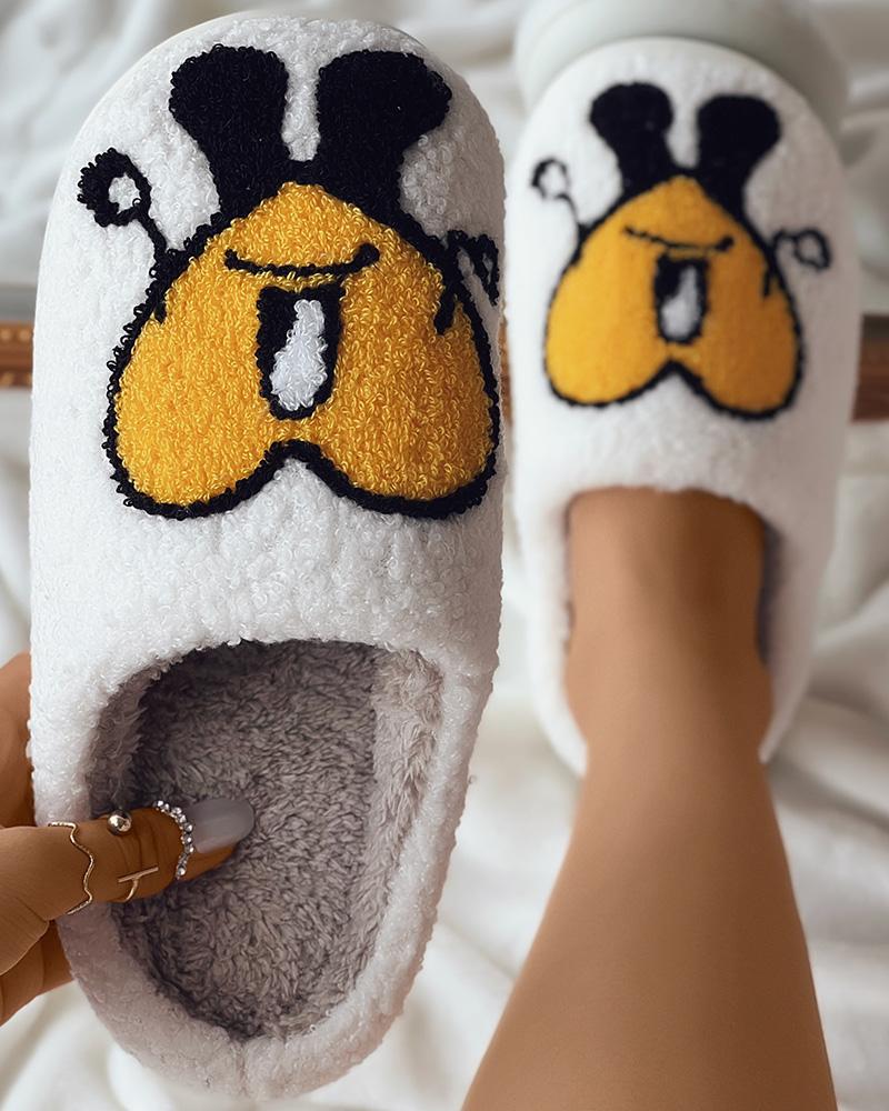 

Fuzzy Cartoon Non Slip Slippers, Yellow