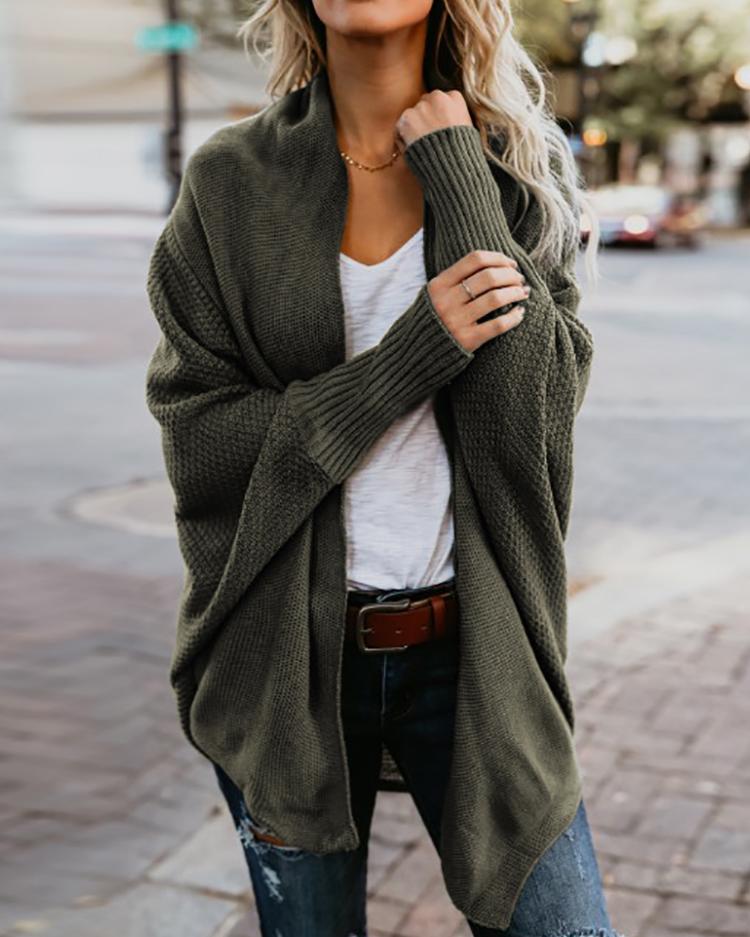 

Asymmetric Batwing Sleeve Sweater Cardigans - Green