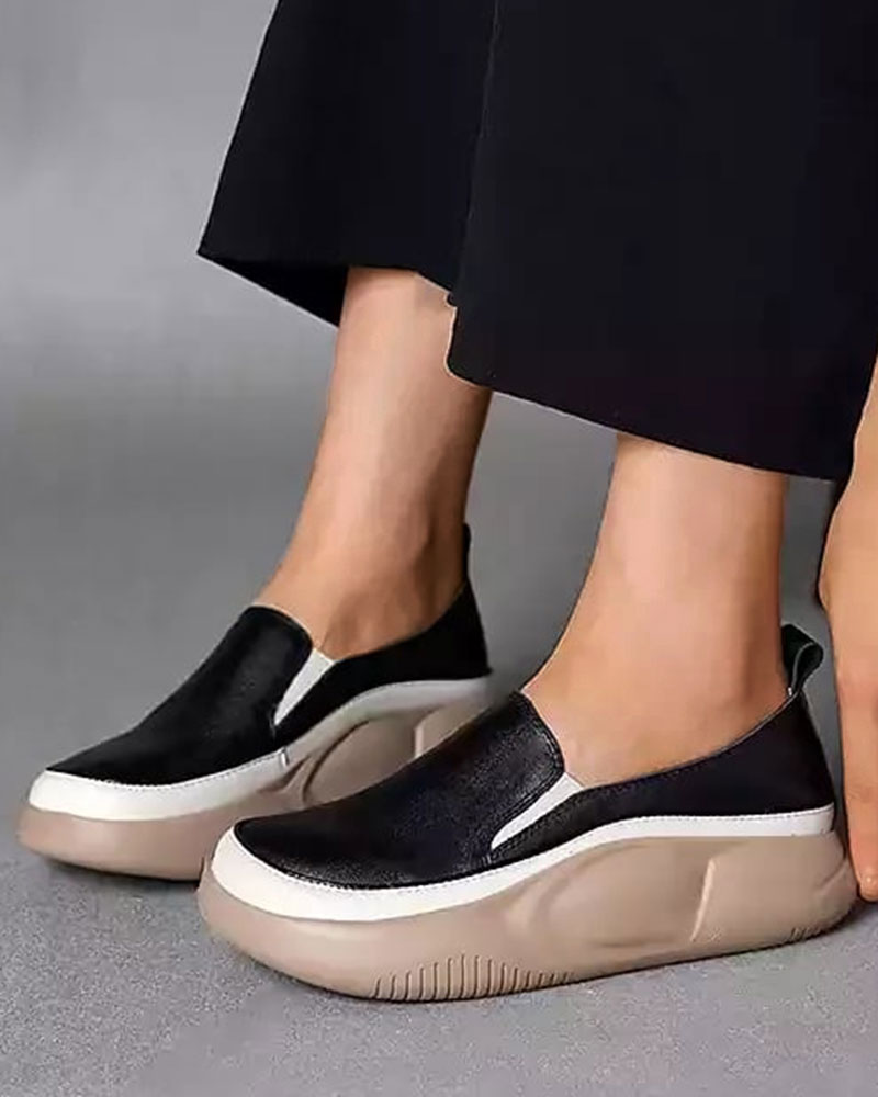 

Women Fashion Platform Muffin Loafers, Black