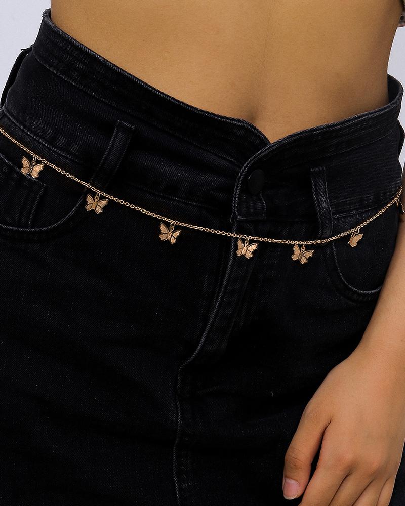 

Butterfly Pattern Waist Chain, Gold