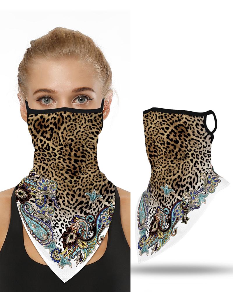 Leopard Print Breathable Ear Loop Face Cover Windproof Bandana