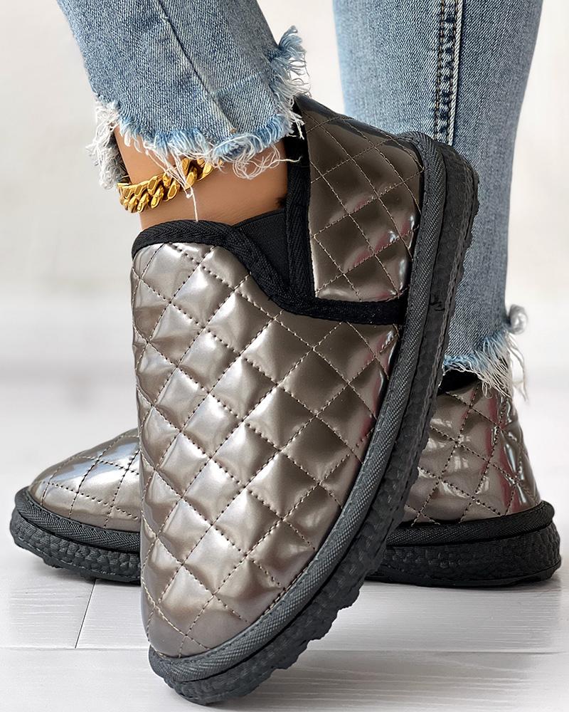 

Quilted Contrast Binding Lined Snow Boots, Coffee