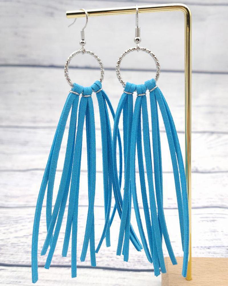 

1Pair Tassel Design Hollow Out Hook Earrings, Blue