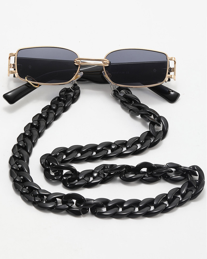 

Metal Frame Chain Decor Sunglasses, Black