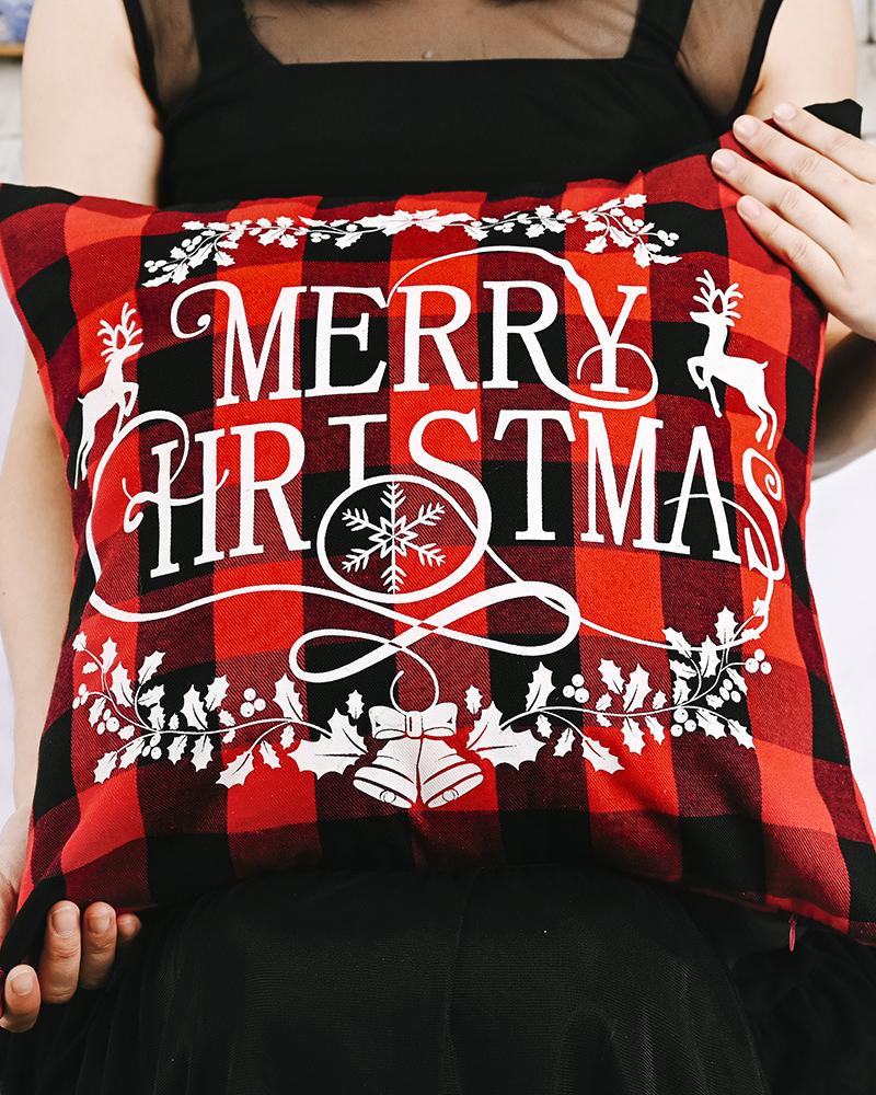 

1pc Christmas Plaid Pillow Cover 18x18inch Farmhouse Pillow Cover Holiday Rustic Linen Pillow Case Sofa Couch Throw Christmas Decoration, Style4