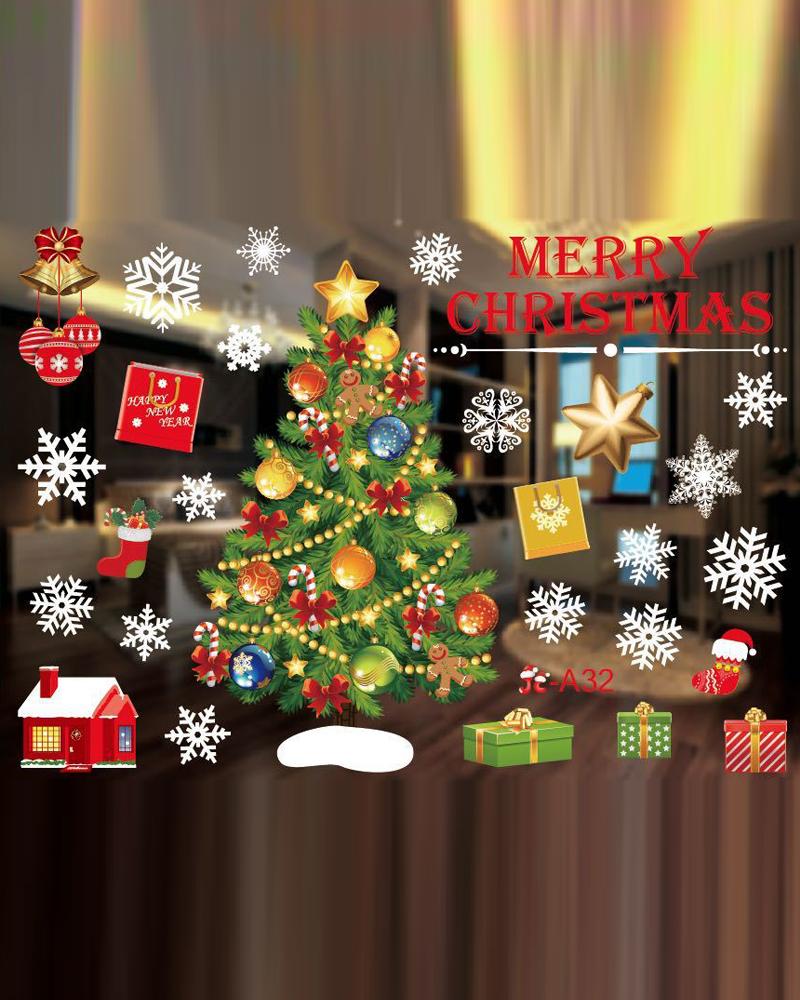 

1Roll DIY Christmas Windows Stickers Door Mural Decals Static Sticker Wall Window Clings Showcase Winter Decorations Party Supplies, Style3