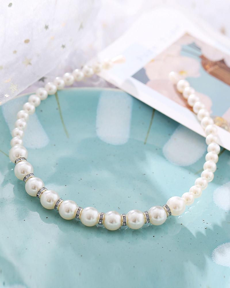 

1pc Faux Pearls Decor Hair Hoop, Style3