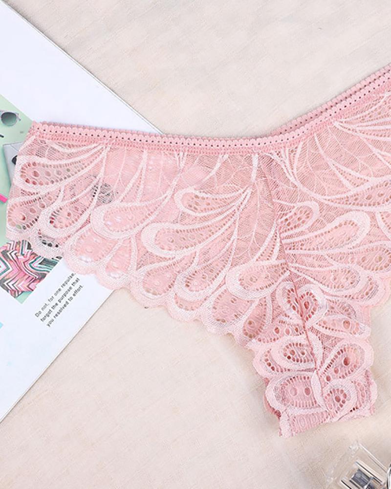 

Crochet Lace Low Waist Panty, Pink