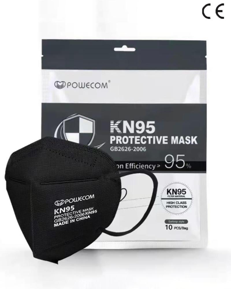 

Breathable 5-Layer Filter Efficiency≥95% Against PM2.5 Disposable Certified KN95 Face Mask, Black