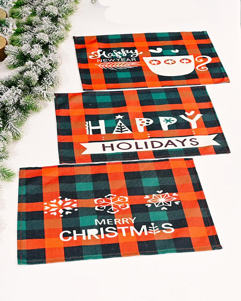 

Christmas Plaid Placemat Table Mat Heat Resistant Burlap Table Placemats for Home Kitchen Dining Christmas Holiday Decor, Style1