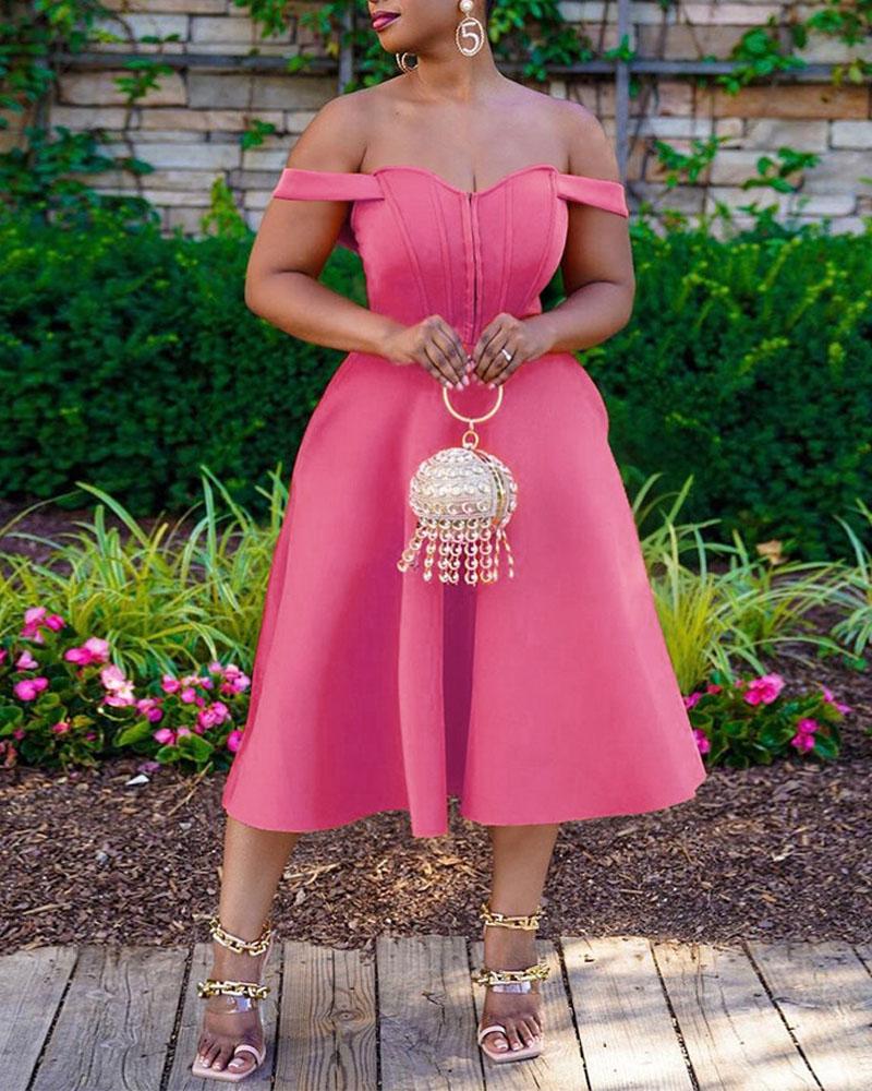 

Pocket Detail Corset Design Party Dress, Pink