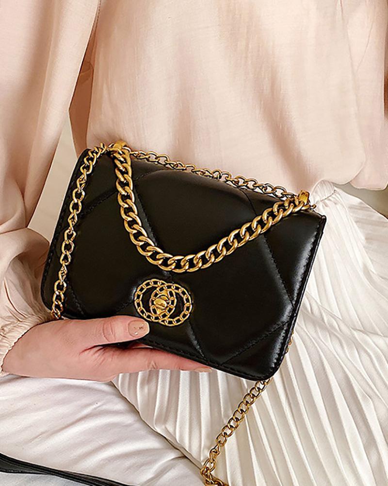 

Quilted Chain Strap Casual Bag, Black