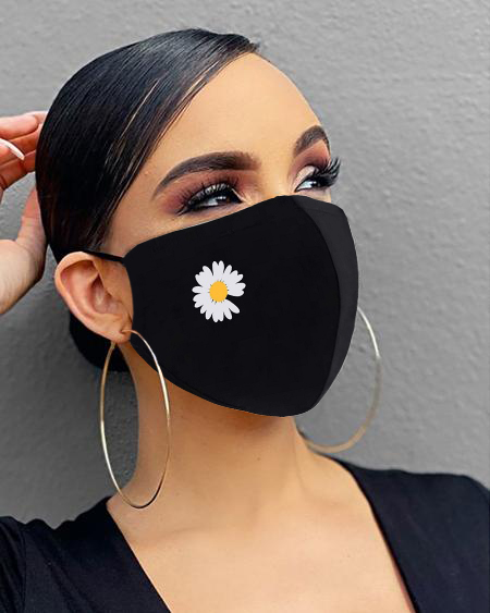 

Heart / Daisy / Leaf Print Breathable Mouth Mask Washable And Reusable, Style1