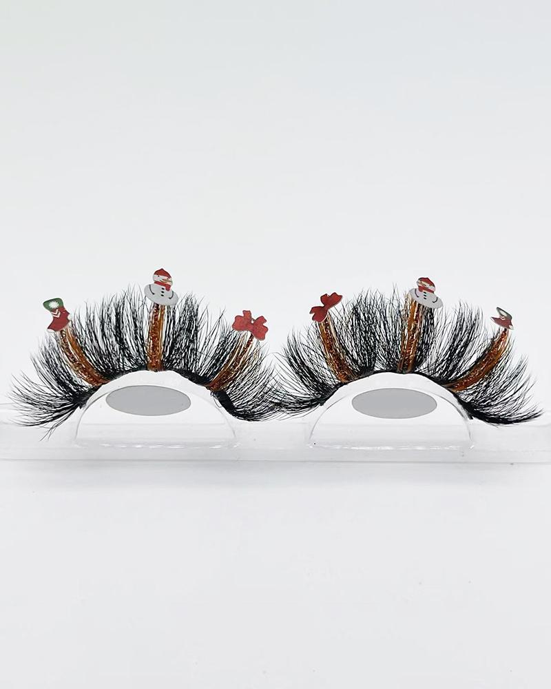 

Christmas Wispy Colorblock Graphic Pattern False Party Eyelashes, Style4