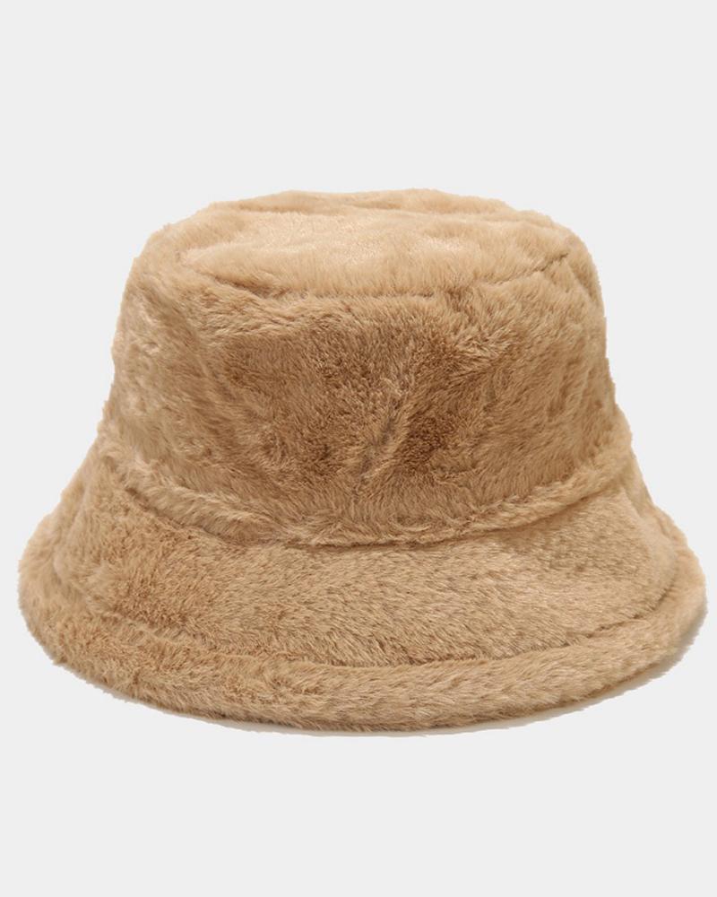 

Fuzzy Winter Thermal Bucket Hat, Khaki