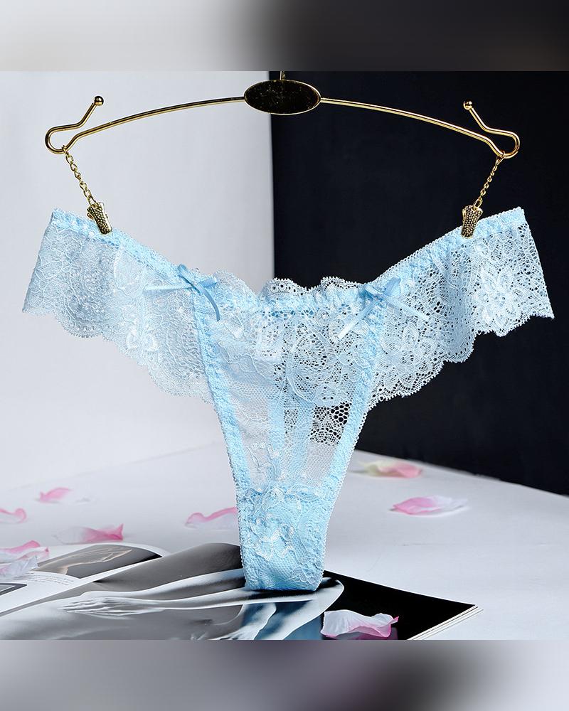 

Sexy Lace Low Waist Skinny Panties, Sky blue