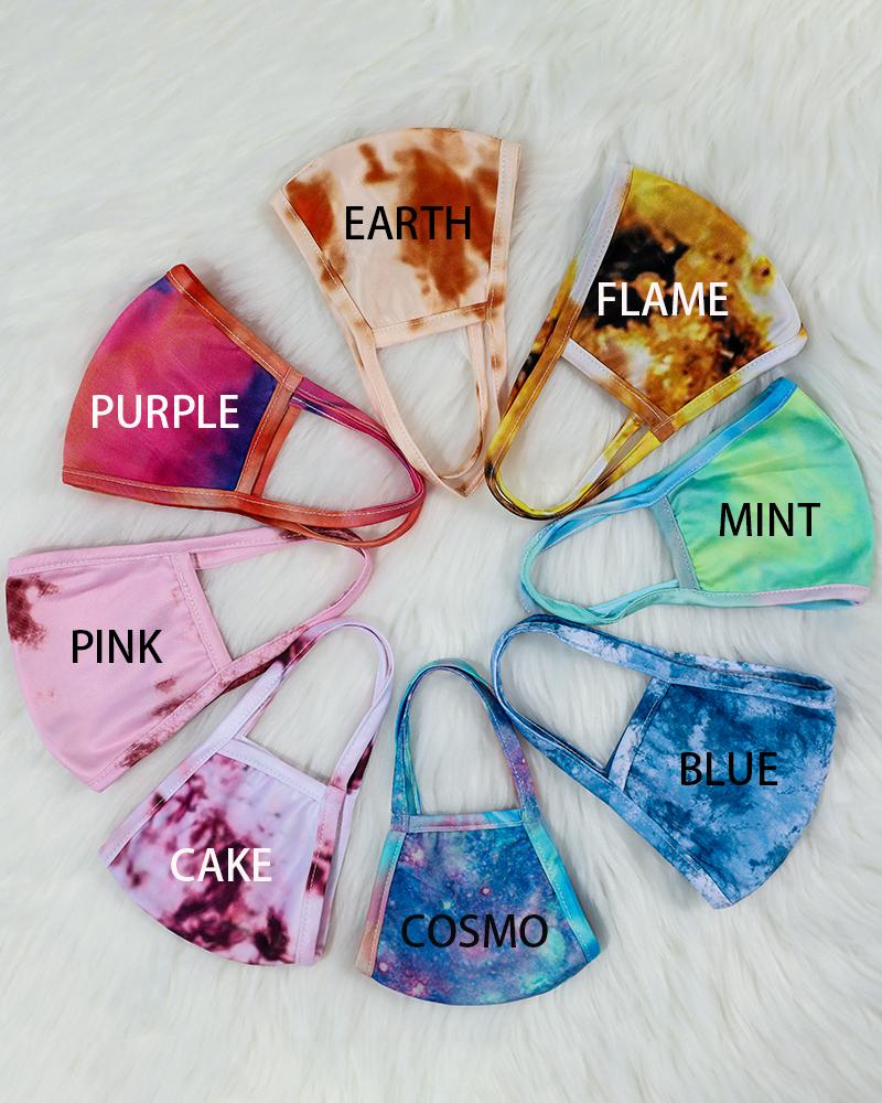 

5PCS/Set Randomly Dispatched Tie Dye / Starry Sky Print Face Mask(Colors/Patterns Sent Randomly), Multicolor