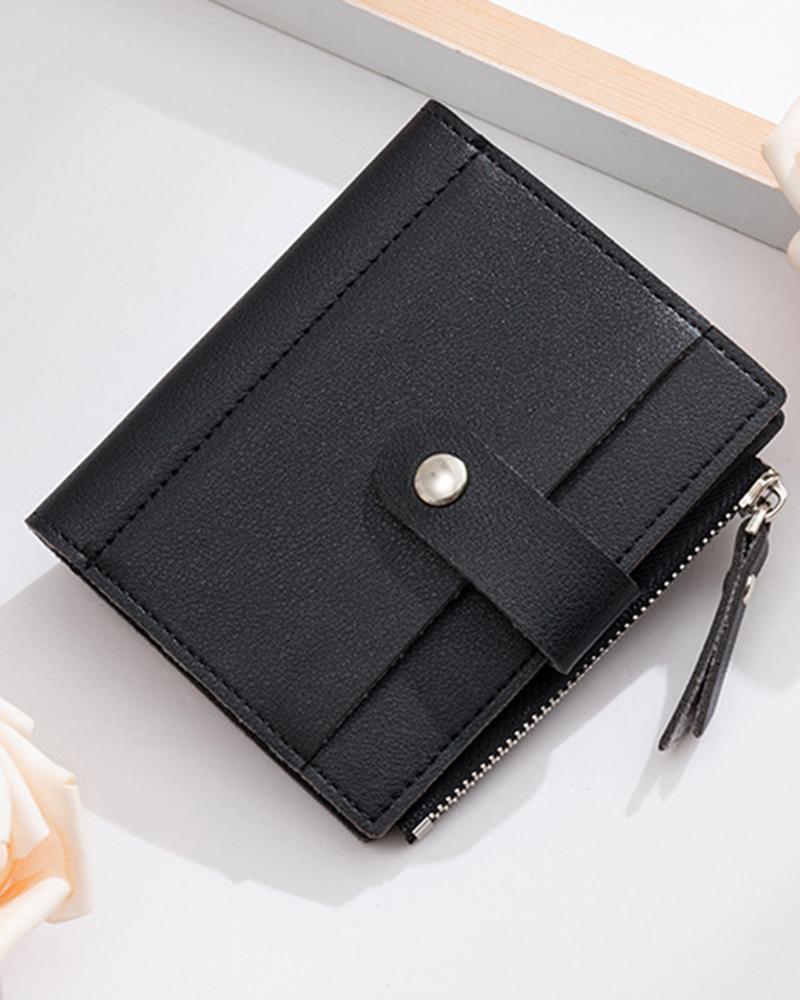 

Side Zipper Coin Credit Card Holder Wallet, Black