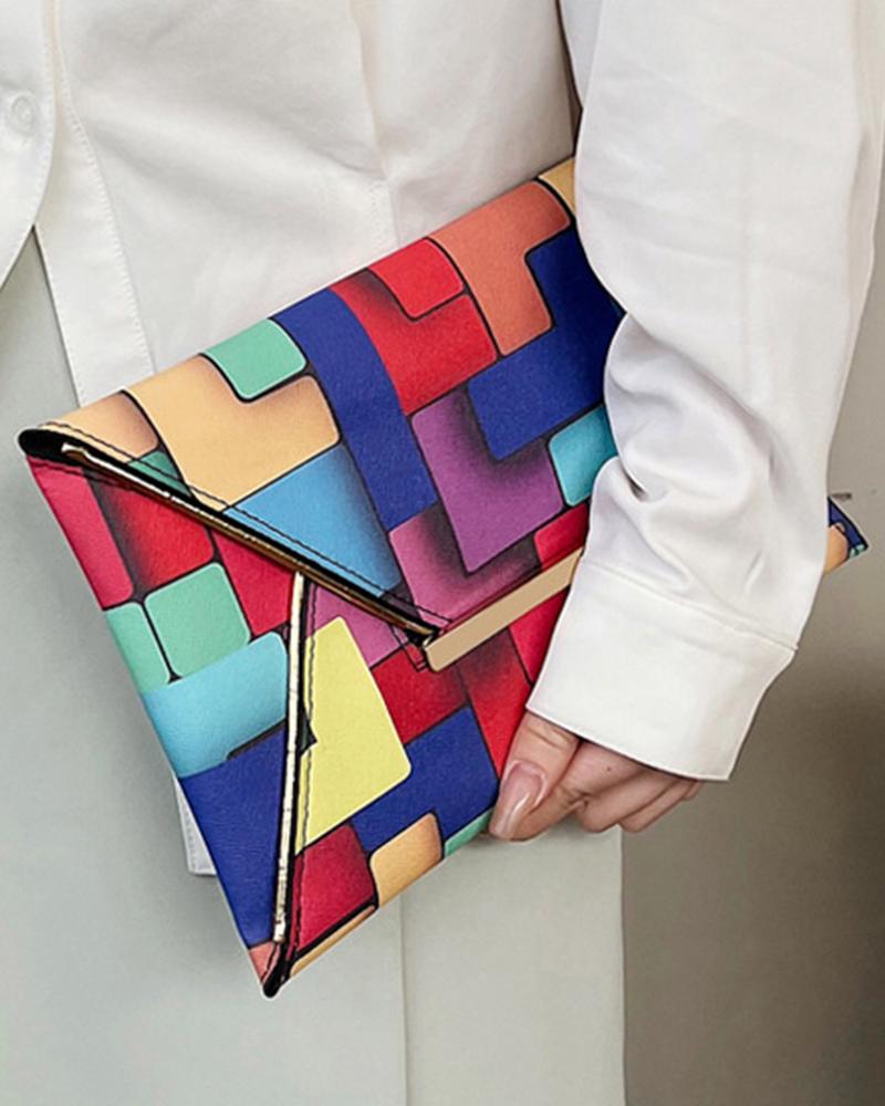 

Colorblock Envelope Clutch Bag, Multicolor