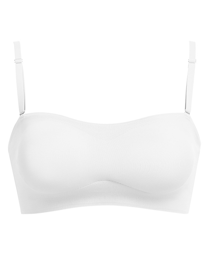 

Seamless Wireless Lifting Removeable Strap Bra, White