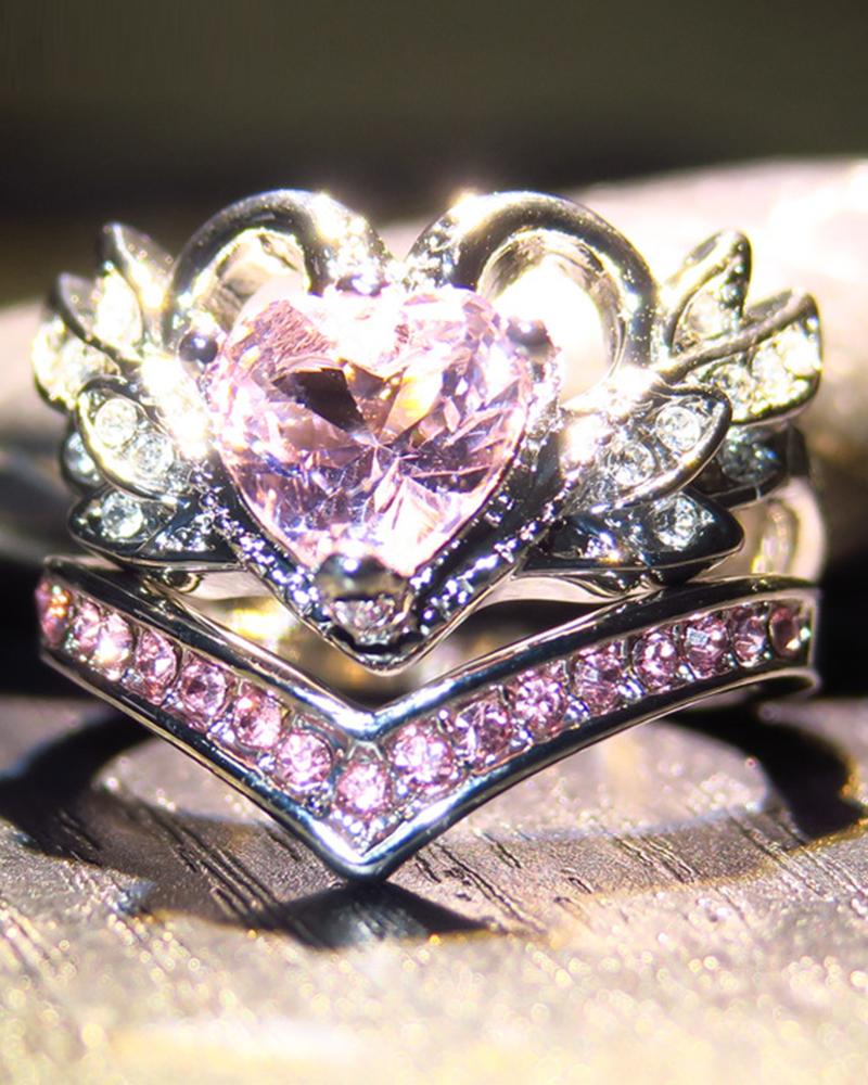 

2PCS/Set Luxury Swan Shape Zircon Engagement Wedding Exquisite Jewelry Matching Couple Rings, Pink