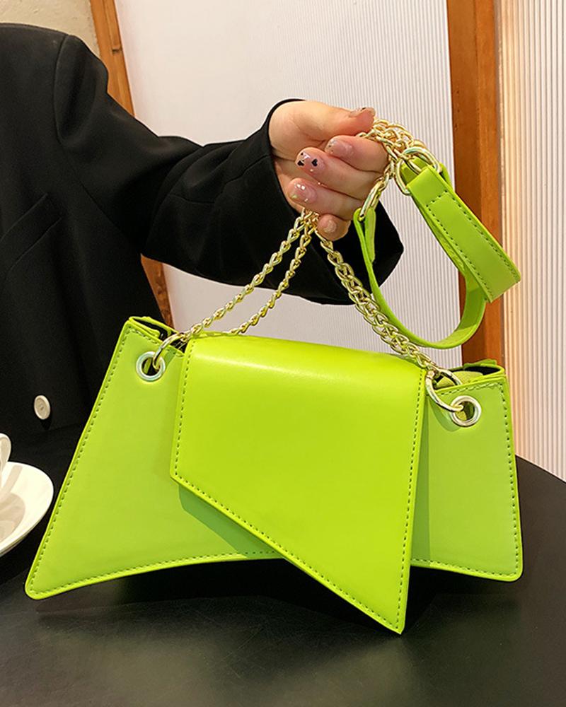 

Chain Strap Asymmetrical Shoulder Bag, Green