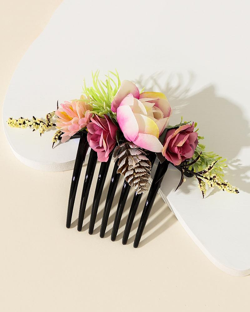 

1pcs Bride Wedding Hair Comb Clip Floral Pattern Hair Accessories, Style7