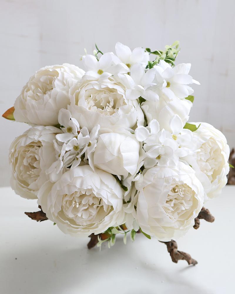 

Artificial Peonies Flowers Faux Peony Bouquet Outdoor Flower Arrangement Wedding Table Centerpiece Decorations, White