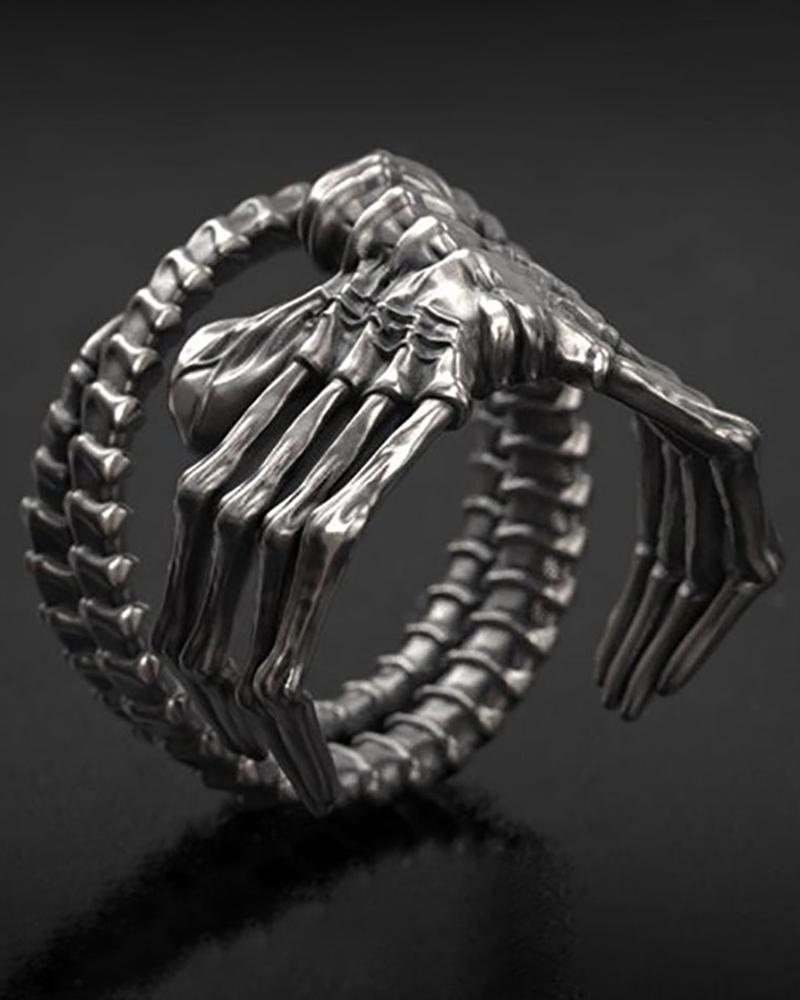 

1pc Halloween Skeleton Hands Twisted Opening Ring, Silver