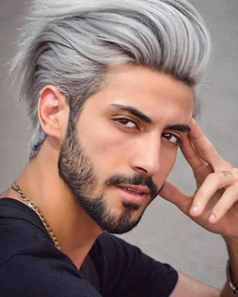 

Synthetic Wig Toupees kinky Straight Short Bob Wig Short Silver Synthetic Hair 8 inch Men's Cool Comfortable Comfy Silver