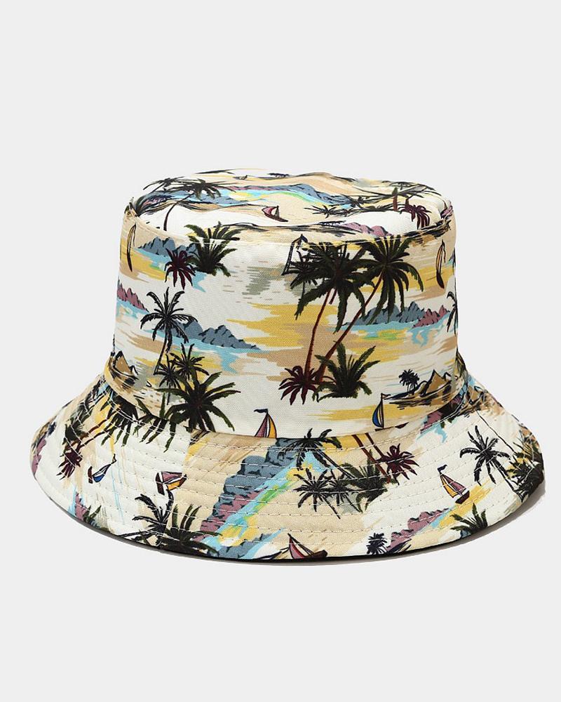 

Vacation Style Coconut Tree Sun-protection Fisherman's Hat, Style3