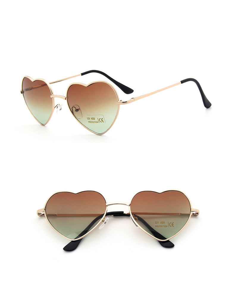 

1Pair Heart Shaped Rimless Clear Ocean Lenses Sunglasses, Coffee