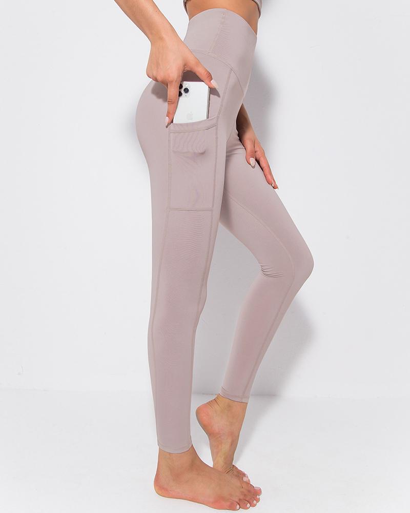 

Ruched Butt Lifting Pocket Design Yoga Pants, Purple