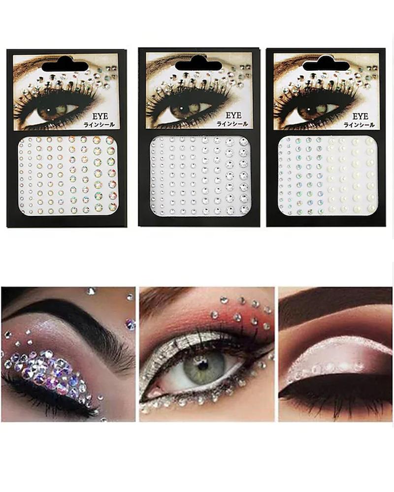 

3pcs Tattoo Rhinestone Crystal Eyeliner Eyeshadow Face Eyes Makeup Stickers, Style1