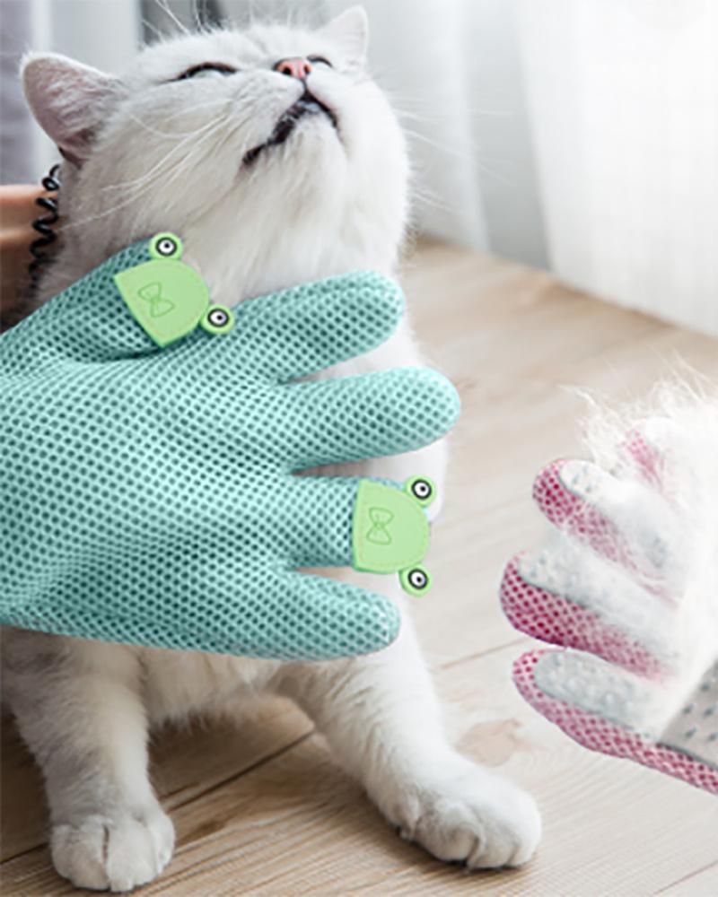 

1 Pair Pet Grooming Glove Gentle Deshedding Brush Glove Pet Shower Gloves, Green