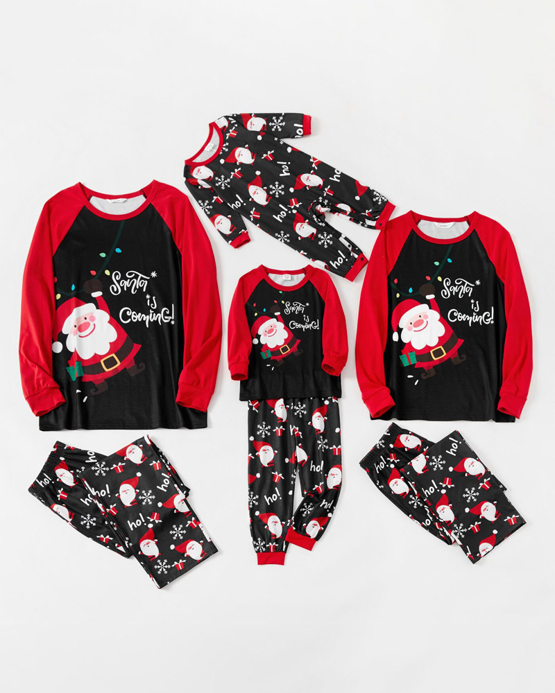 

Christmas Santa Claus Striped Gingham Print Pajama Set For Mom, Style1