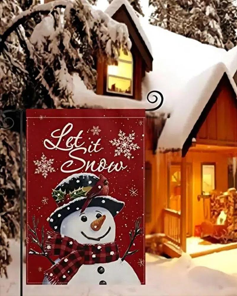 

1pc Christmas Snowman Letter Print Outdoor Flag Decoration, Red
