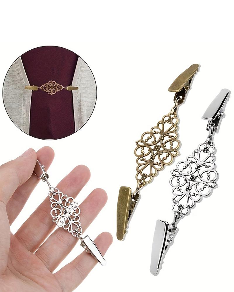 

1pc Retro Hollow Out Buckle Clothing Decoration Brooch Pin, Silver