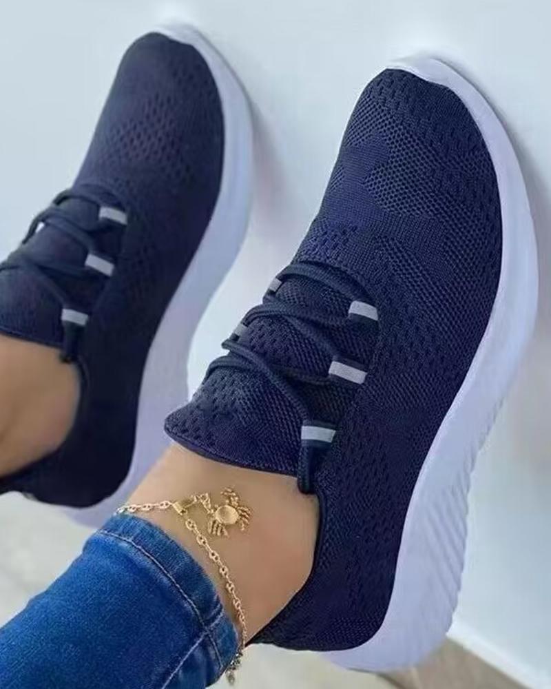 

Lace-up Round Toe Sneakers, Blue